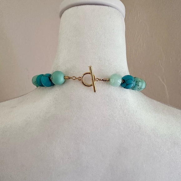 Vintage Lauren Ralph Lauren Turquoise and Amazonite Glass Bead Necklace - Picture 4 of 12